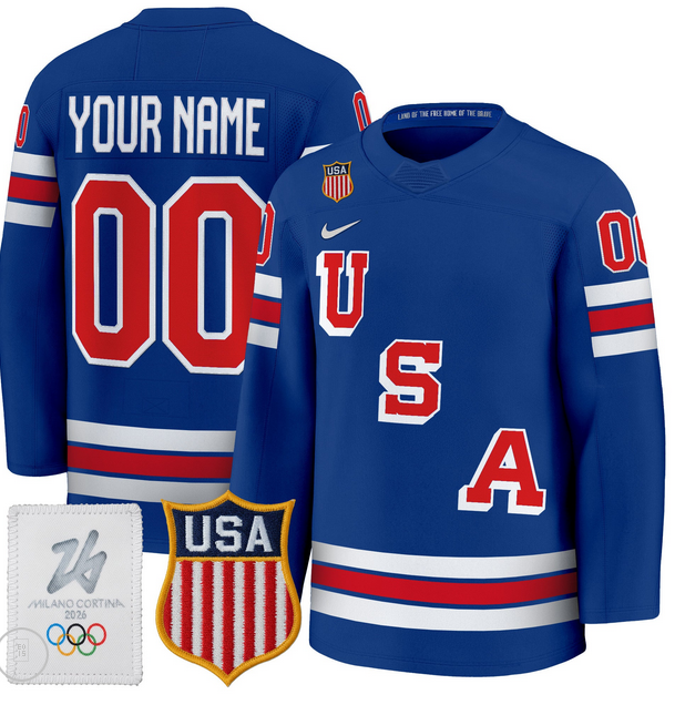 CUSTOM Men 2026 USA Olympic BLUE NHL Jersey->more nhl jerseys->NHL Jersey